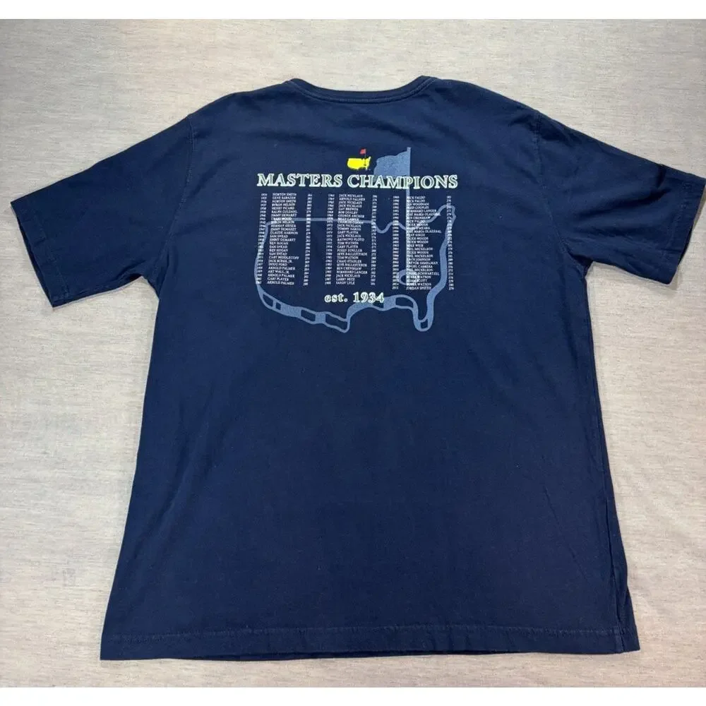 The Masters Past Champions (1934-2015) Golf T shirt Mens M T-Shirt Blue